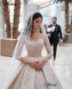Middle East Shiny Wedding Dresses A-Line Dubai Glitter Long Sleeves Wedding Gowns Sweep Train Brides Dresses Robe De Mariée 1