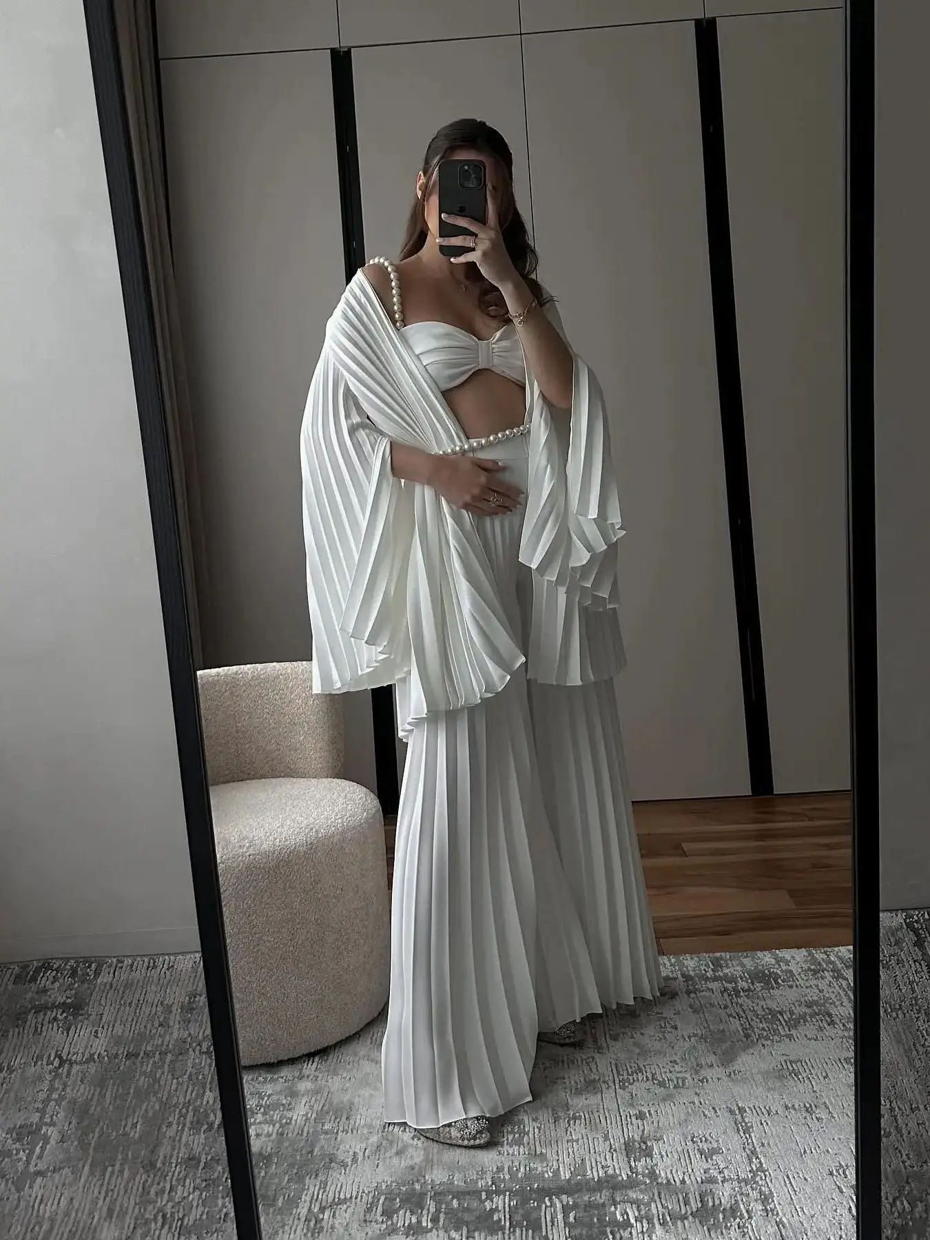 Pleated Skirt Set Women A Line Skirt Beach Skirt Sleeveless Two Piece Set Bandage Top Summer Beach Holiday Party Summer 2