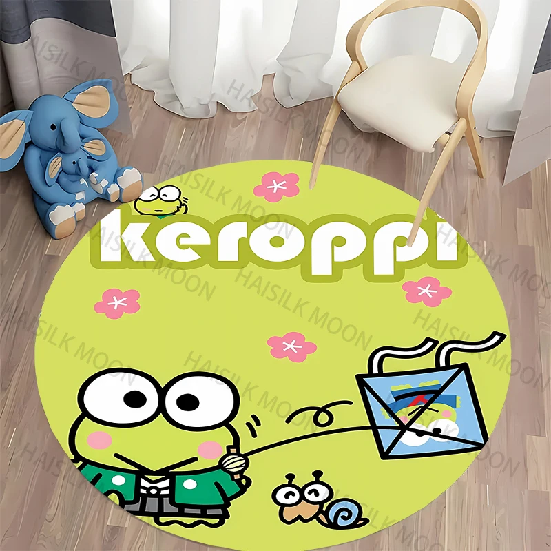 thumbnail image 1 of Alfombra redonda Sanrio Keroppi, alfombra para niños, alfombra redonda, alfombra para dormitorio, sala de estar, silla, alfombra antideslizante, 1 of 5