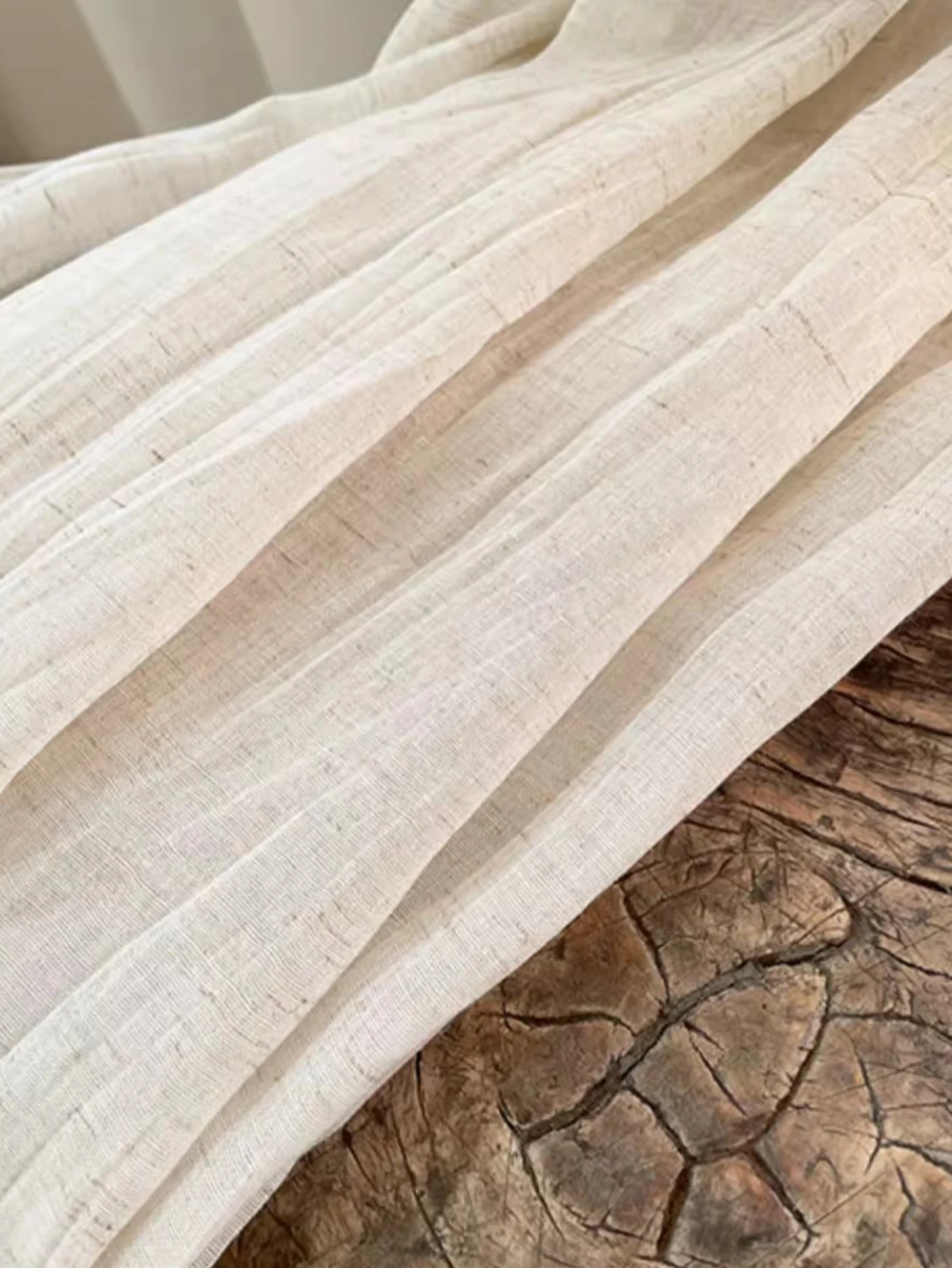 Japanese Home Wabi-Sabi Wind Small Press Crepe Linen Cotton Curtain Gauze Curtain Custom Light Micro Transparent People 4