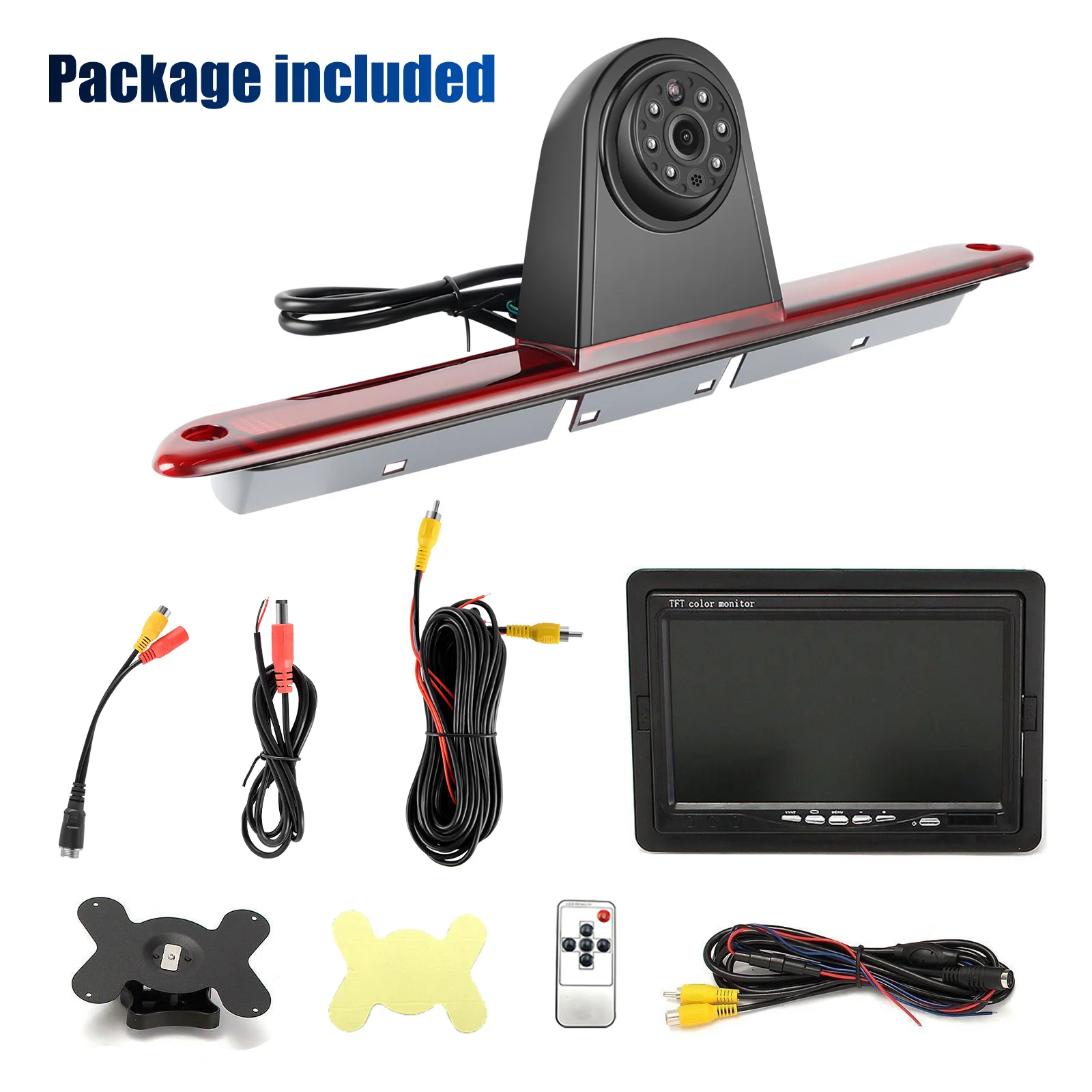 ESSGOO 7" TFT LCD Monitor + Rückfahrkamera 3. Bremslicht für Mercedes-Benz Sprinter W906 Volkswagen Crafter Caravelle T5/T6 – Detail 15