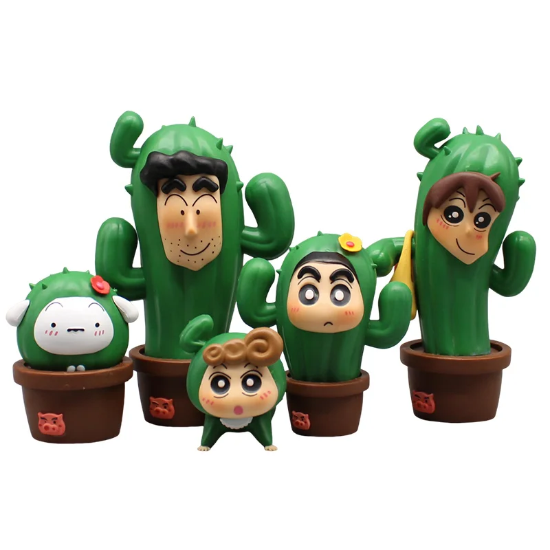 

5 шт. Crayon Shin-chan COS кактус экшн-Фигурки игрушки Аниме нохара Широ Миса фигурки манга GK Статуя Коллекционная модель кукла подарок