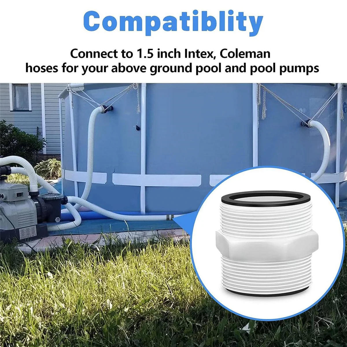 Swimming pool cleaner hose pool hose adapter 1.5 inch for Intex Coleman pool pump hose with ring gaskets swimming adapter parts