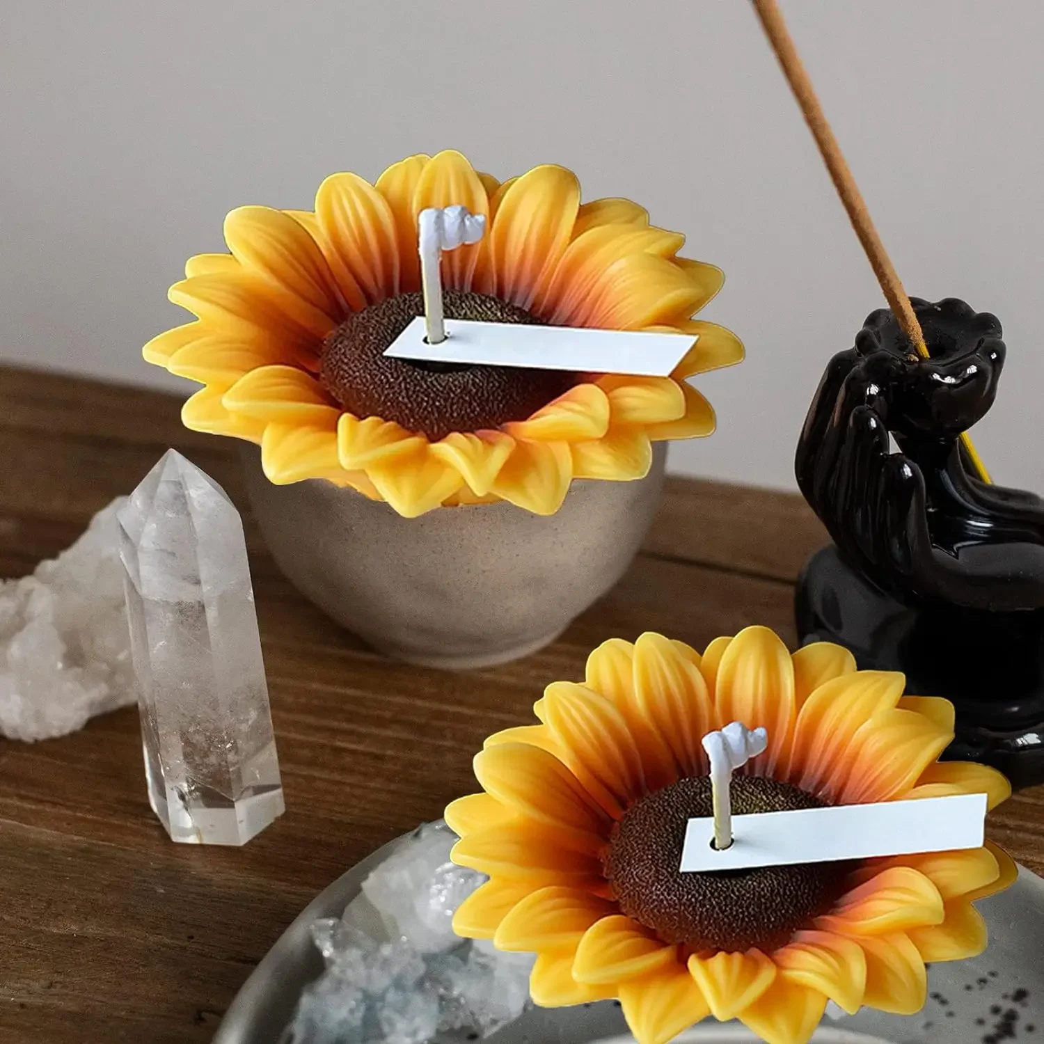 Sunflower Candle Molds Peony Rose Flower Silicone Mould for Polymer Clay Diy Resin Cake Soap Craft Fondant Making Supplies Tools