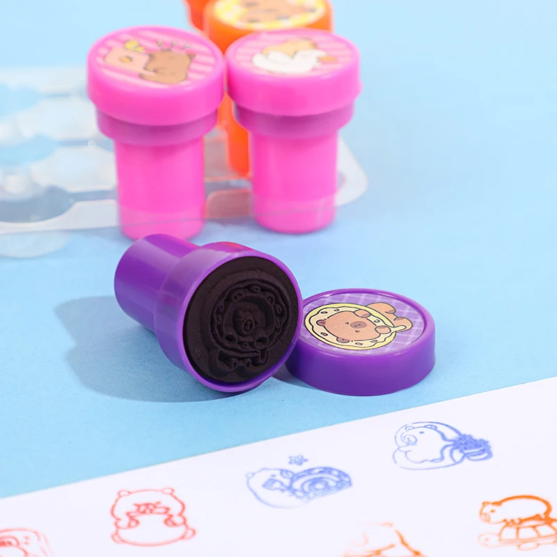 Wax Seal Stamp Clear Stamps Alphabet Stamps Wooden Stamps Decorative Stamps Inking Stamps Children Stamps Vintage Silicone Stamps Privacy Shield Stamp Brass Stamps 12Pcs/Set Cute DIY Painting Photo Album Stamp Kawaii Capybara Self-ink Stamps Children Prize Children Graffiti Toys Gift