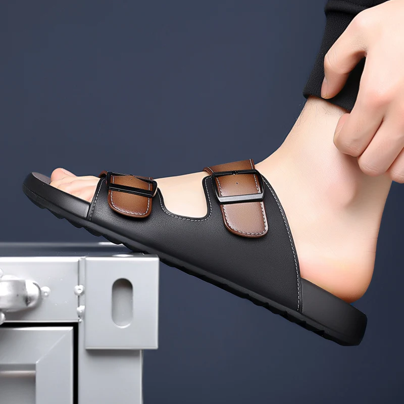 ‌ صنادل رجالية مصنوعة يدويًا قابلة للتنفس لصيف 202...