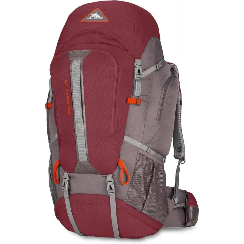 Pathway Internal Frame Hiking Backpack, Cranberry/Slate/Redrock, 70L