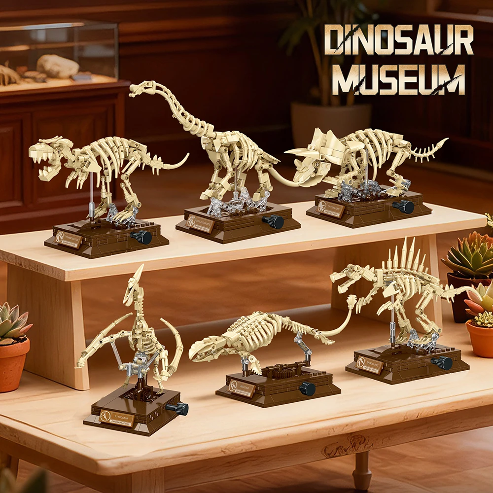T-Rex Dinosaur Fossil Skeleton Building Blocks Set DIY Assembly Model for Kids a Collectible Science Toy and Perfect Gift Idea