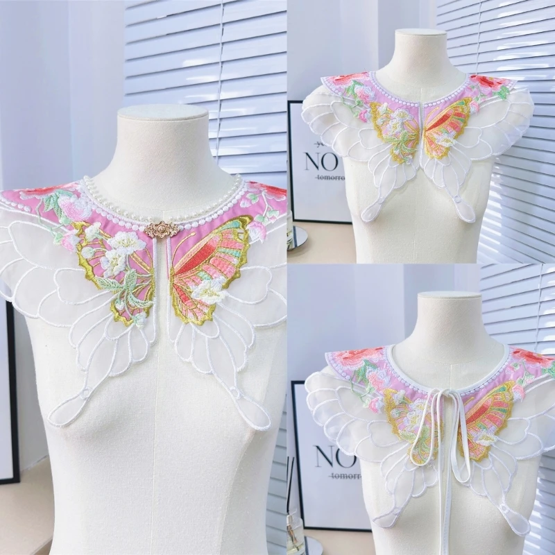 

Horse Face Skirt Faux Collar Elegant Beading Collar Decorative Half Shawl Wrap