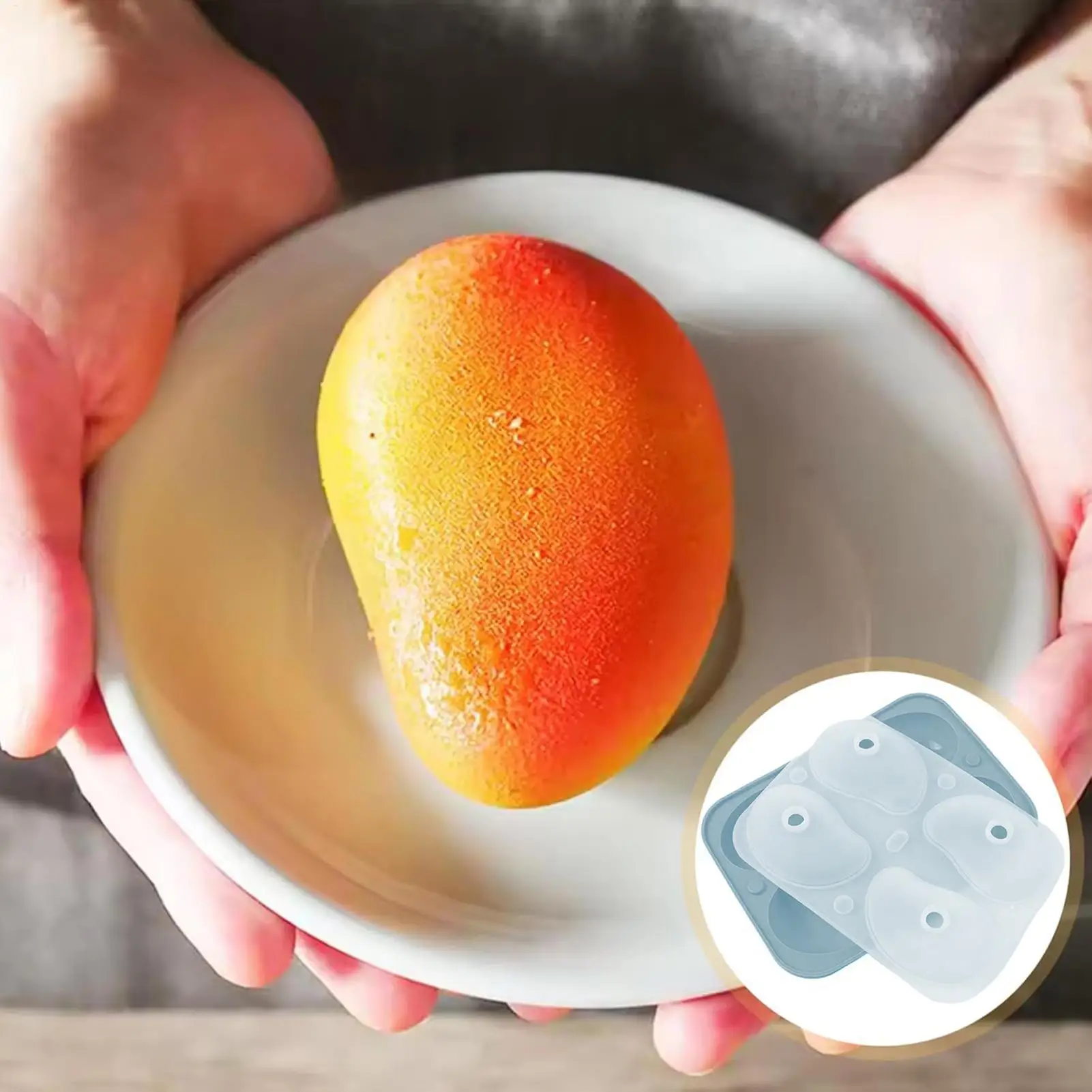 3D Homemade Chocolate Mold Mango Shape Mousse Mold 4Cavity Easy Demoulding Cake Moulds Fruit shape dessert chocolate baking tool