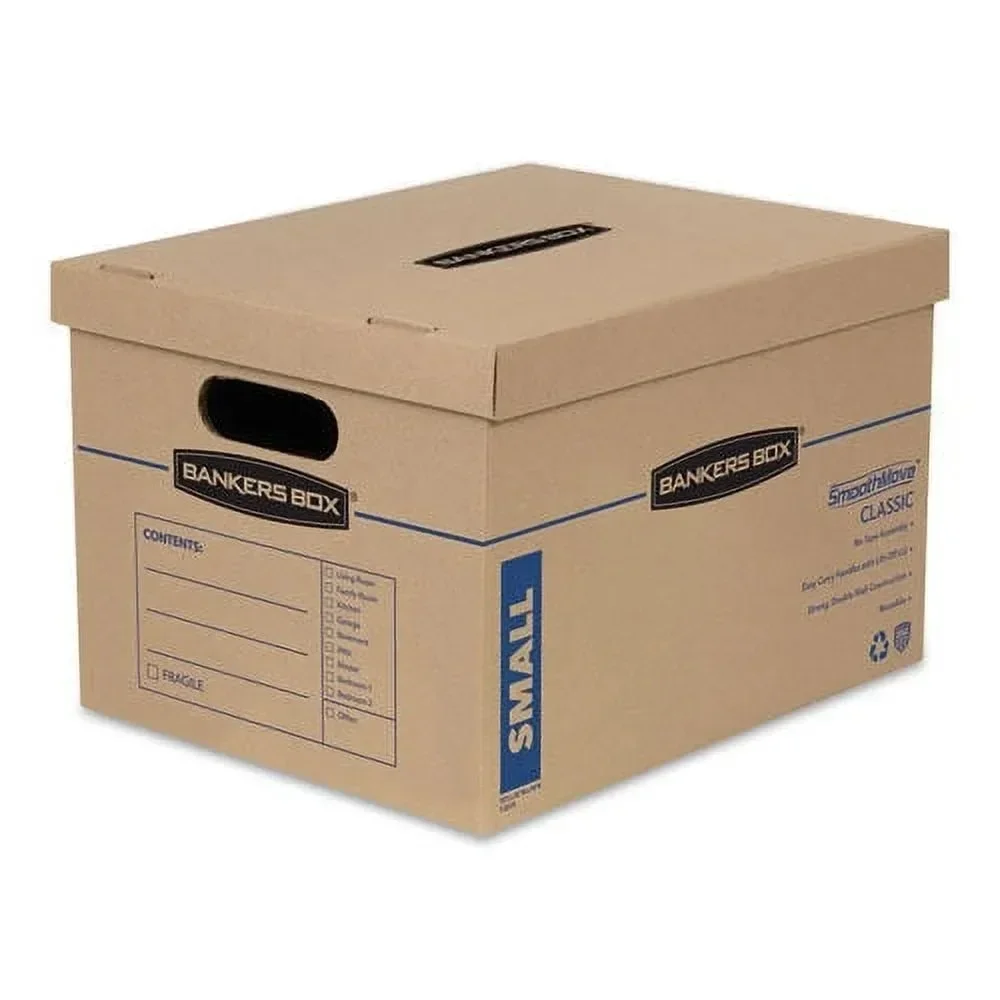 

Bankers Box Smooth Move Classic Moving & Storage Boxes, Small, Kraft/Blue, 15/Carton -7714209