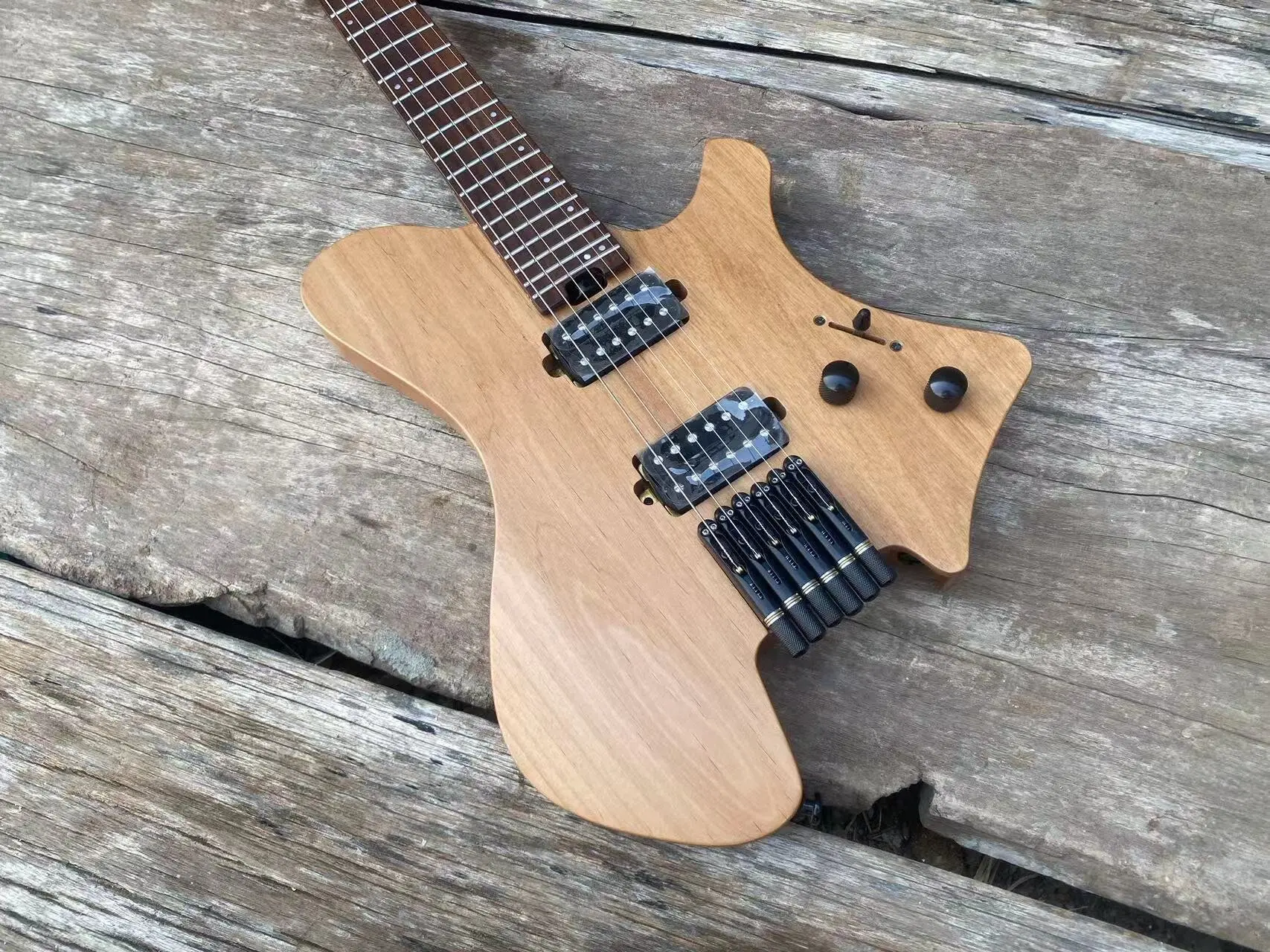 Acepro Upgraded Headless Electric Guitar Satin Natural Color Alder