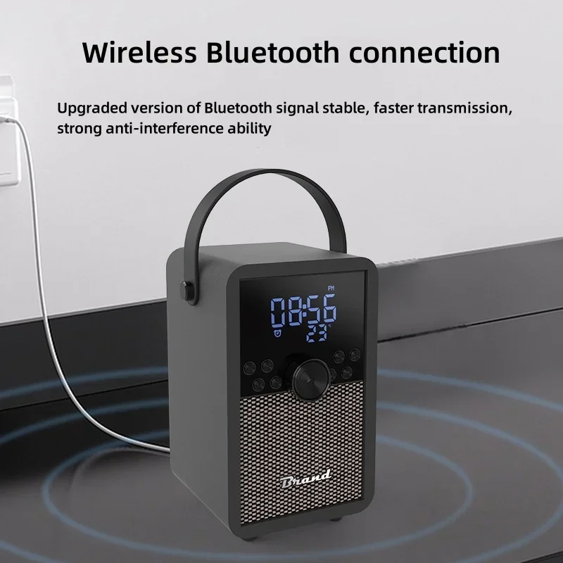 

Портативная Bluetooth-колонка с деревянной аудиторией, портативные часы с сабвуфером, 3D стерео, объемный музыкальный плеер TF/USB