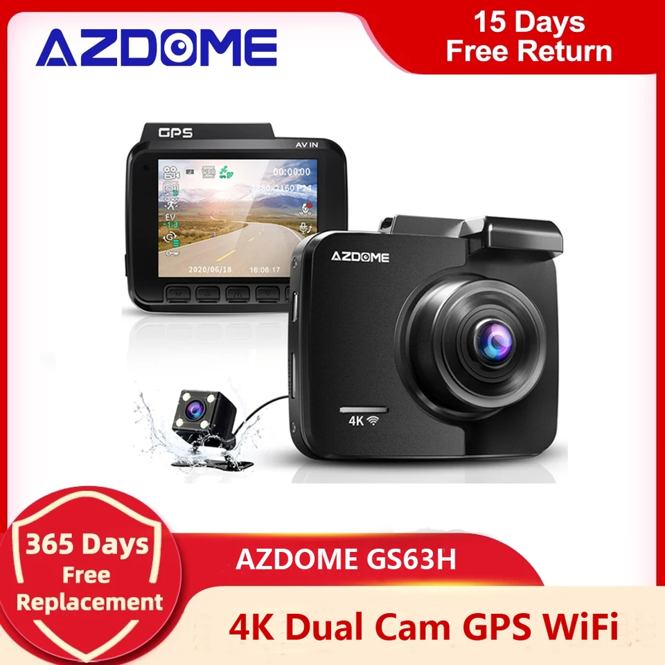 AZDome GS63H 4K 2CH Dual Wifi GPS dashcam - Dashcamdeal