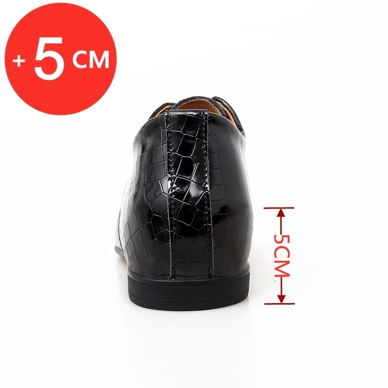 5cm Internal Increased Men Casual Business Shoes Invisible Heel Lace Up Wedding Formal Elevator Footwear