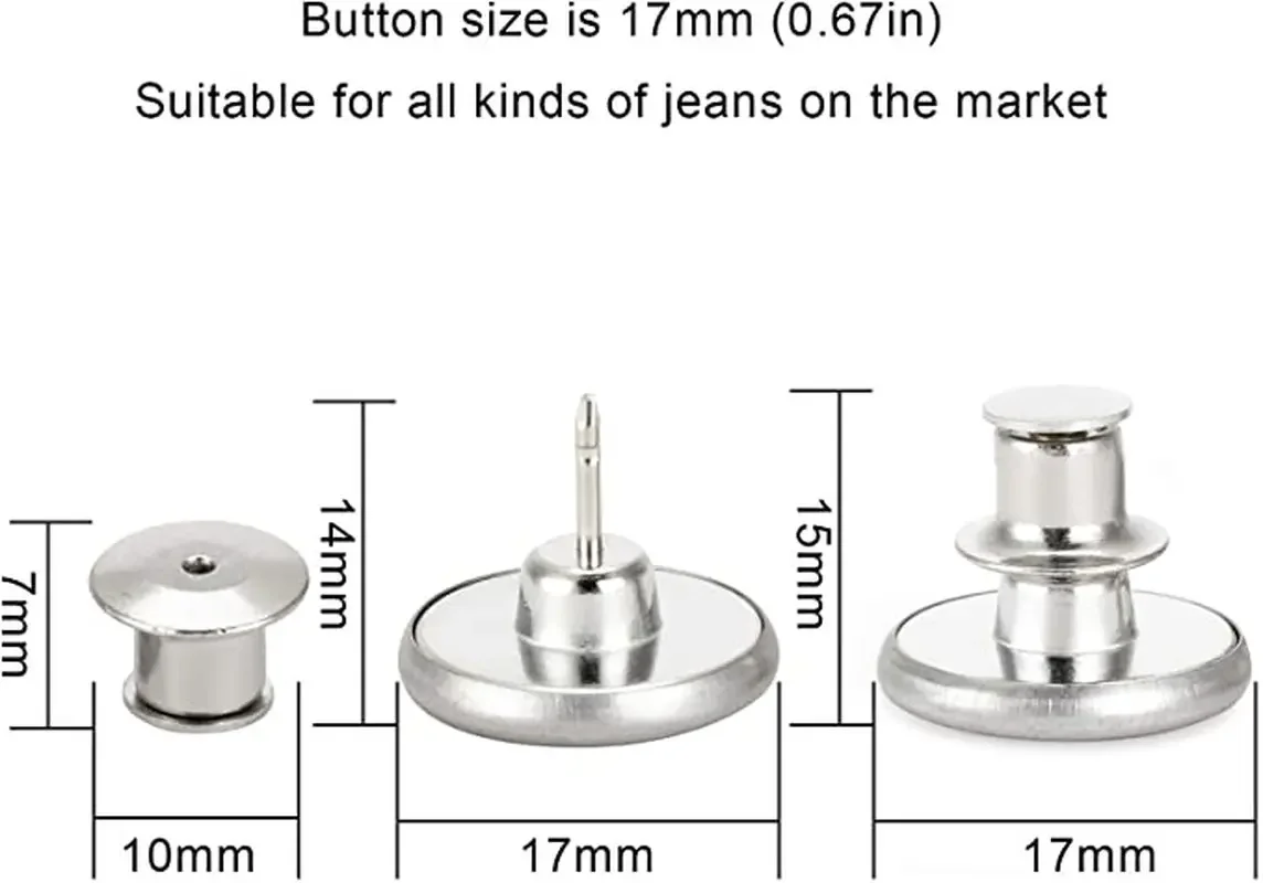 4/12pcs Jeans Button Pins Adjustable Detachable Pants Snap Fastener Sewing-free Metal Buckle for Loose Waist DIY Clothing Button