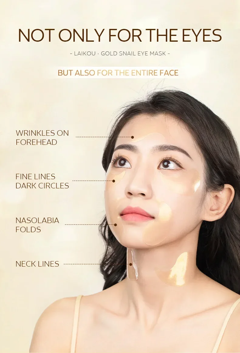 LAIKOU Snail Eye Mask Moisturizing Anti Puffiness Dark Circles Firming Skin Reducing Fine Lines Brightening Eye Mask Patches 6