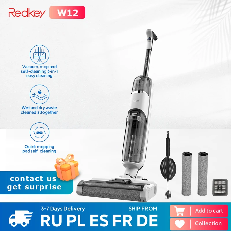 Redkey W12 Cordless Wet Dry Vacuum Cleaner Multisurface Smart Vertical