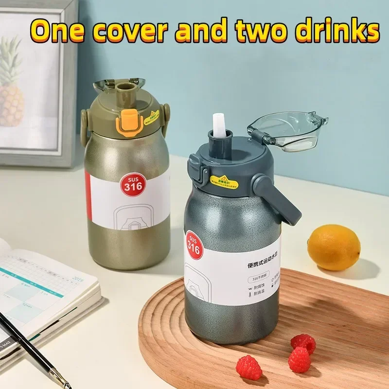 

0,8-316 л бутылка для воды из нержавеющей стали с соломинкой термос чашка вакуумная фляжка большой емкости вакуумный дорожный спортивный чайник