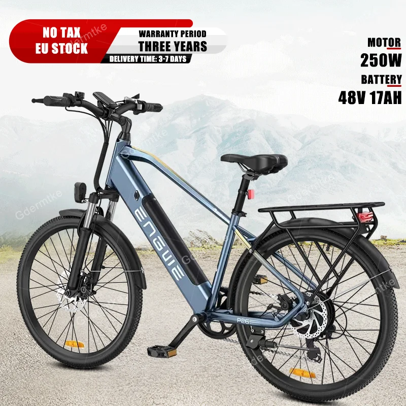Engwe P26 Bici Elettrica Adulto Viaggio Urbano Bicicletta Elettrica Motore Brushless 36 V17Ah Batteria Al Litio Mountain 26 Pollici Pneumatico E Bici