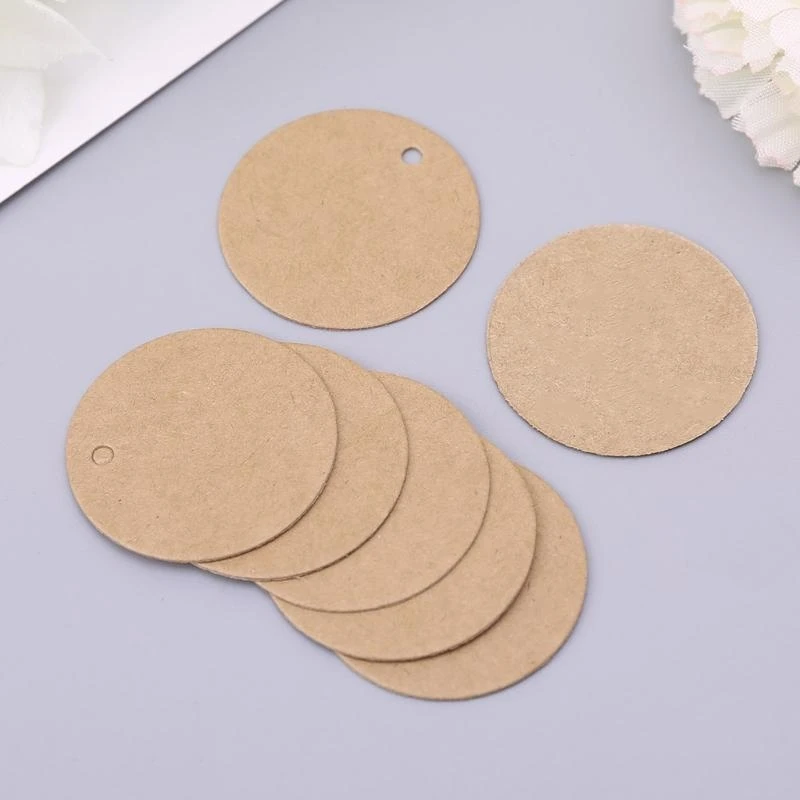 y3na 100x blank kraft 종이 행 태그 웨딩 파티 선호 레이블 가격 선물 카드 3.5cm