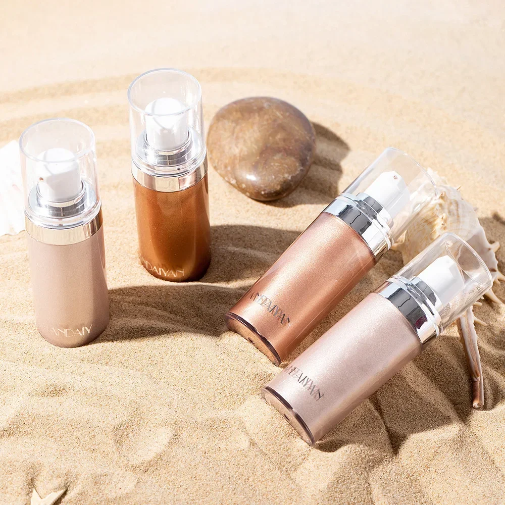 Face Highlighter 4 Colors Spray Liquid Highlighter Shimmer Face Contour Cosmetic Glitter Body Bronzer Oil Mist Highlight Illuminator Makeup