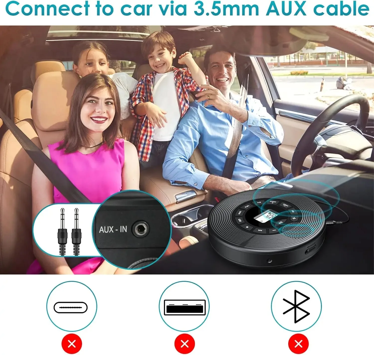 Portable CD Player MP3 Player Anti Skip Protection Dual Stereo Speaker Education Machine Student Play Speed