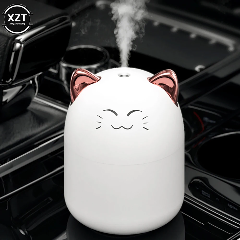 

250ml Air Humidifier Cute Aroma Diffuser With Colorful Atmosphere Light Cool Mist For Bedroom Home Car Plants Purifier Humificad