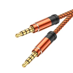 Premium 3.5mm TRRS Aux Cable - 4 - Pole Male - to - Male Audio Cord, 3 - Meter Length for 3m (Orange)