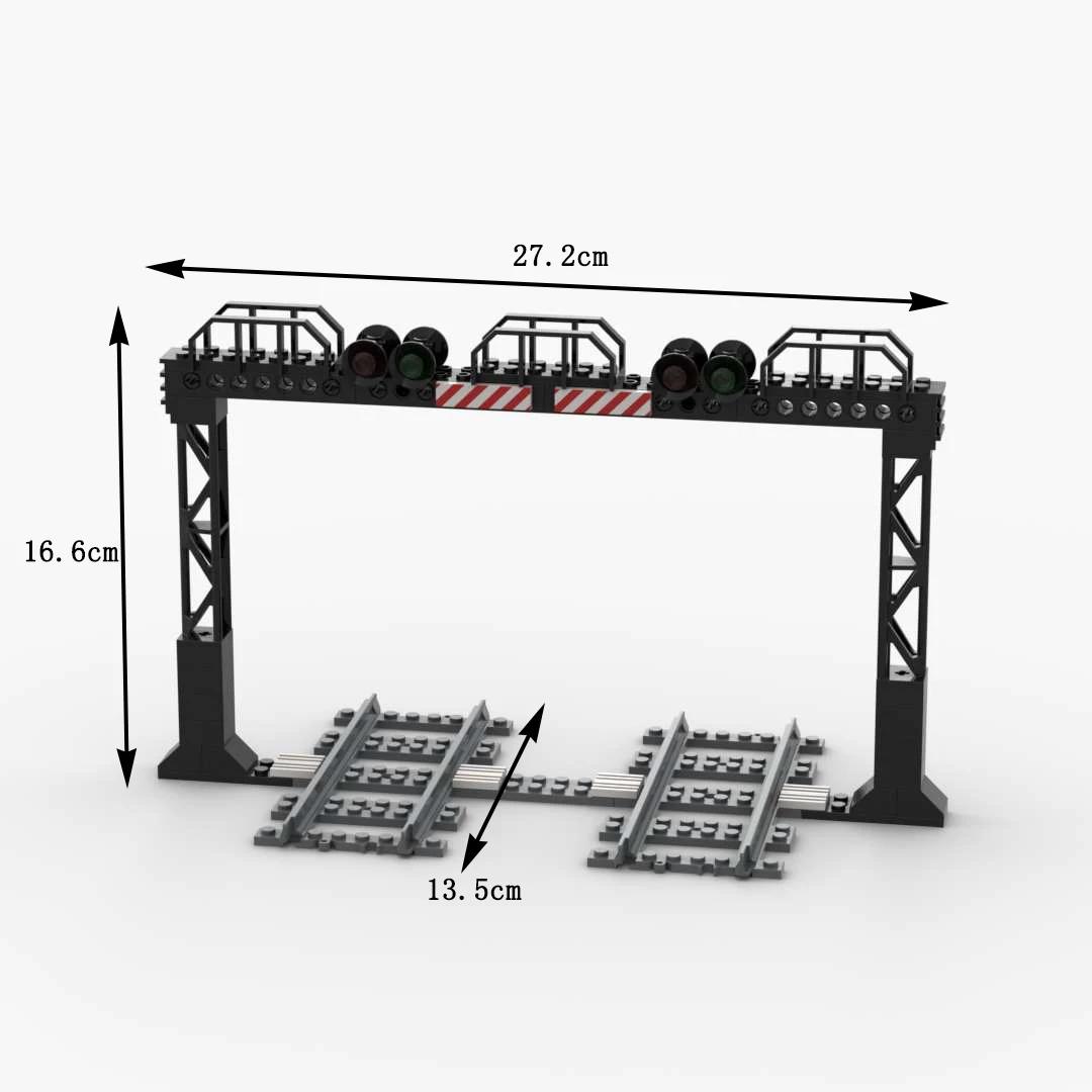 

MOC Train Gantry Model Railway Track Scene Frame Traffic Lights Building Block Bricks DIY Transportation Light Toys for Children