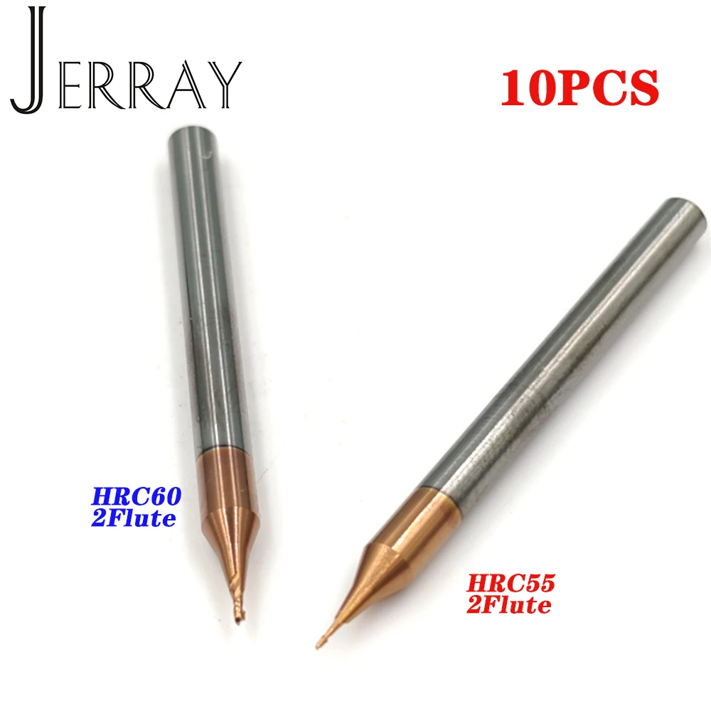 

10PCS D0.2 0.3 0.4 0.5 0.6 0.7 0.8 0.9mm 2flutes HRC55 Micro Carbide Flat End Mill Square end mill CNC Cutting Tools for metal