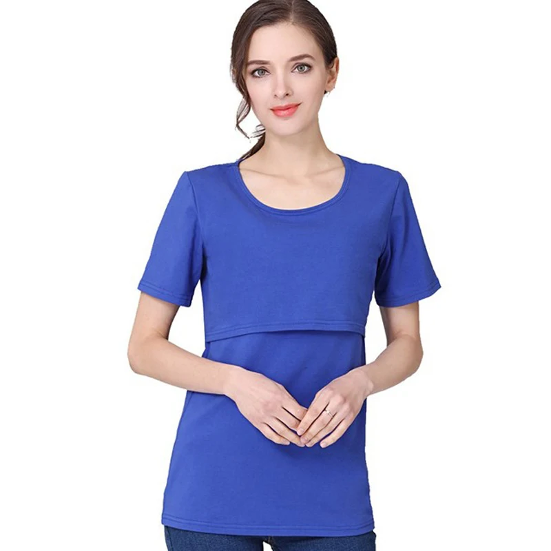 Mommy Nursing T-shirt Maternity Tops Breastfeeding Clothes Short Sleeve Cotton Shirt Lactation Blouse Big Size S-XXL 5