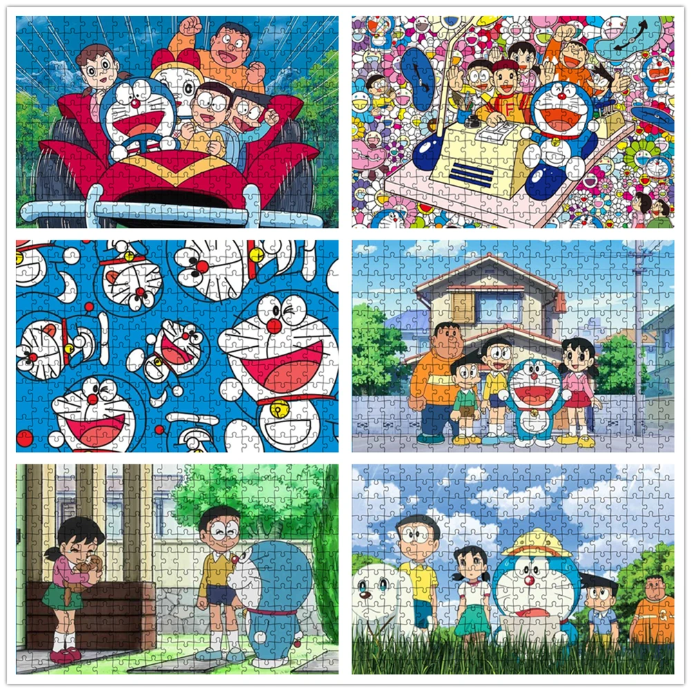 300/500/1000Pcs Puzzles for Adults Doraemon Cartoon Jigsaw Puzzle Difficult Challenge Educational Toys for Adults Puzzle Games