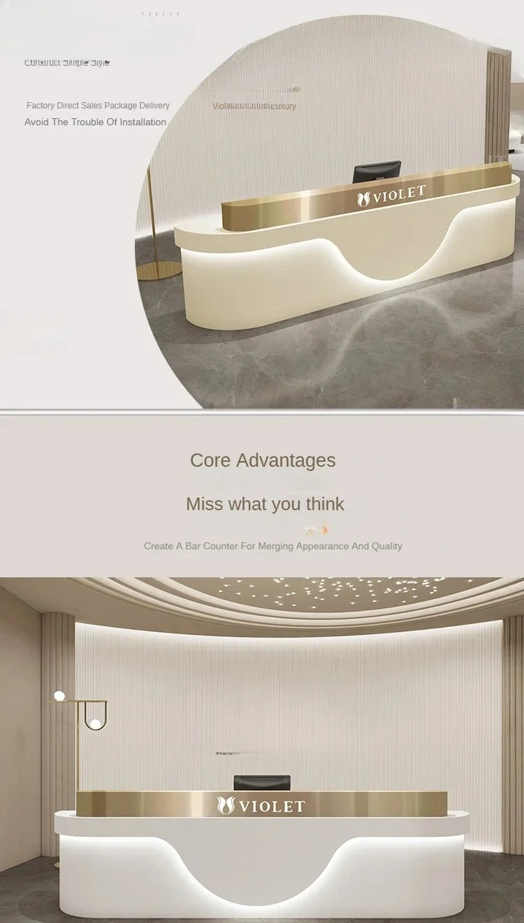 Office Mobile Store Reception Desks Modern Podium Beauty Salon Luxury Front Desk White Reception Furniture