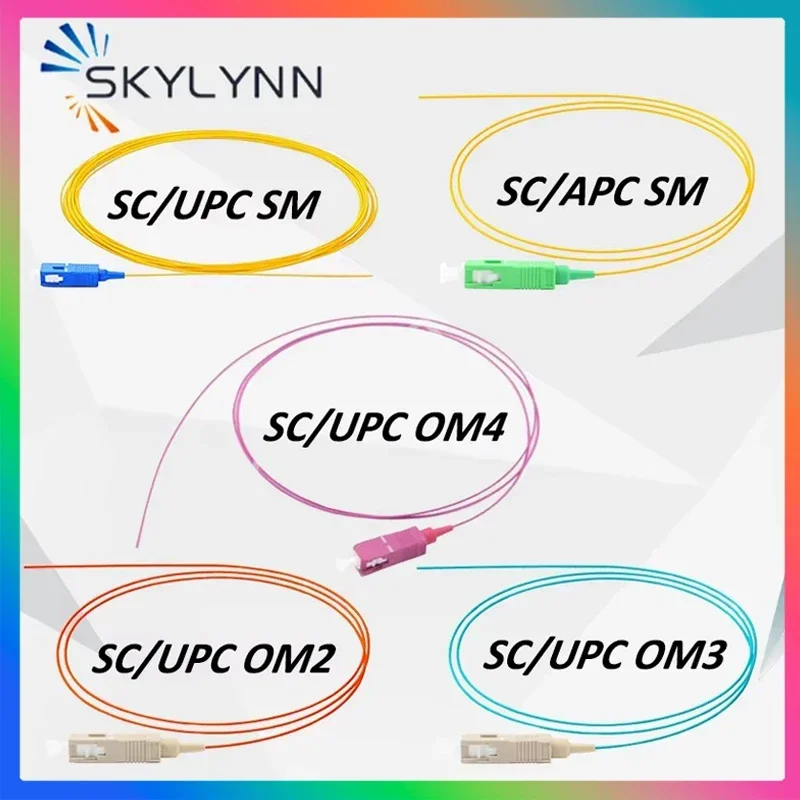SC Connector Pigtails SM G657A2 MM OM2/OM3/OM4/OM5 0.9MM 1.5 Meter Length LSZH Jacket Fiber Optic Pigtails Customizable 50PCS