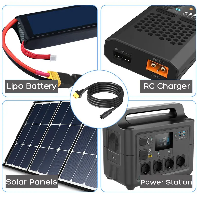 14AWG 1.5m DC7909 DC8mm Female to XT60 Female Charging Cable for ALLPOWERS R600 R1500 Ecoflow River/Delta etc. Solar Generators