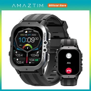 AMAZTIM 남성용 스마트 워치, AMOLED 2 인치 스크린, 블루투스 통화, 전자 IP69K, 5ATM 방수, 남성용 스마트 워치, 2024 신제품