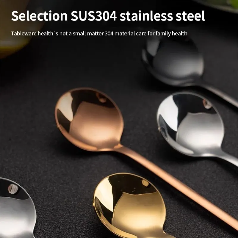 Gold Spoon Set 12-piece Beautiful Long-handled Golden Coffee Spoon Stainless Steel Set Holiday Kitchen Tableware Gift