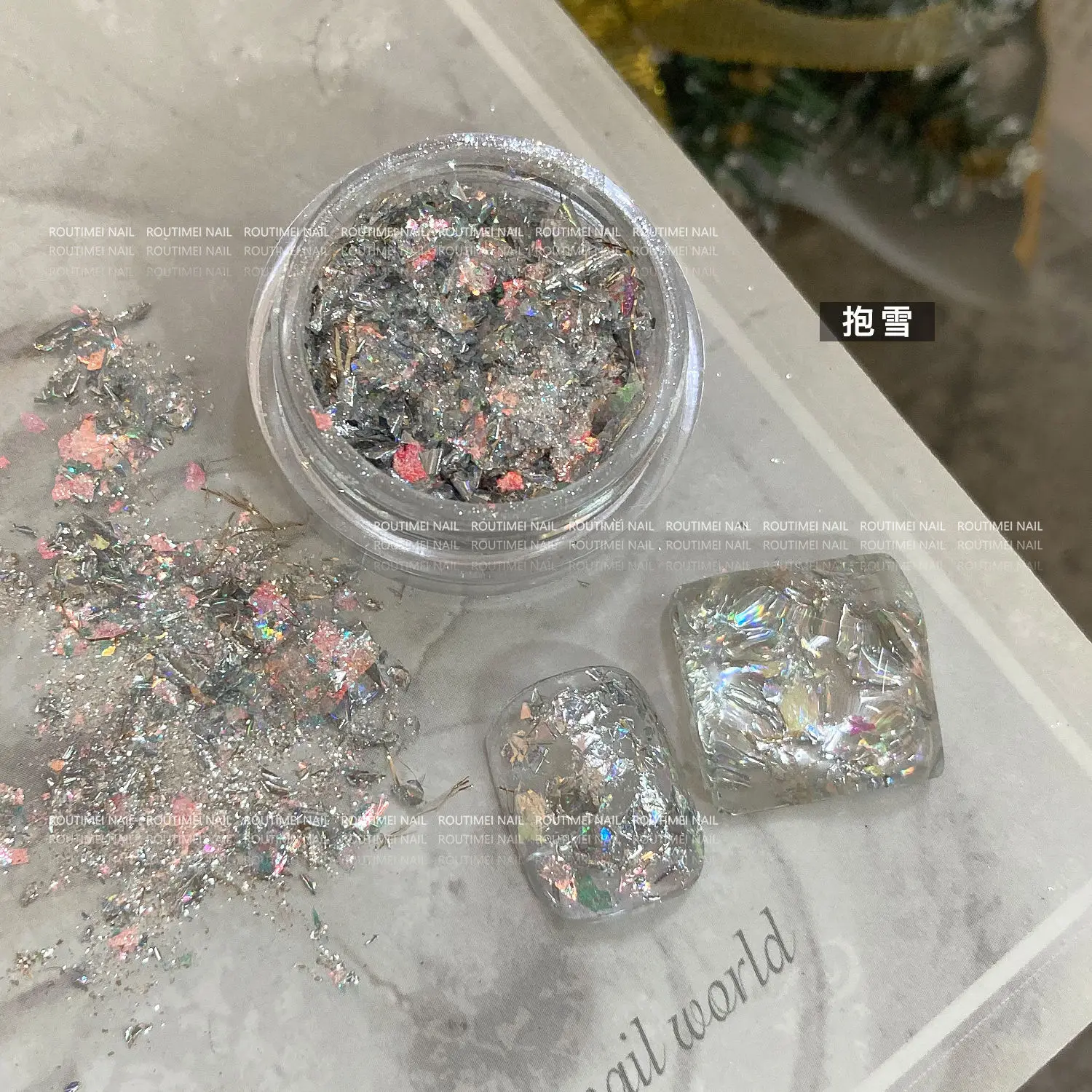 4/1Box Unregelmäßige Folie Opal Nagel Glitzer Pailletten Funkelnder Farbverlauf Symphonie Polarisierte Flocken Silber Gold Gemischte Nail Art Dekoration – Detail 5