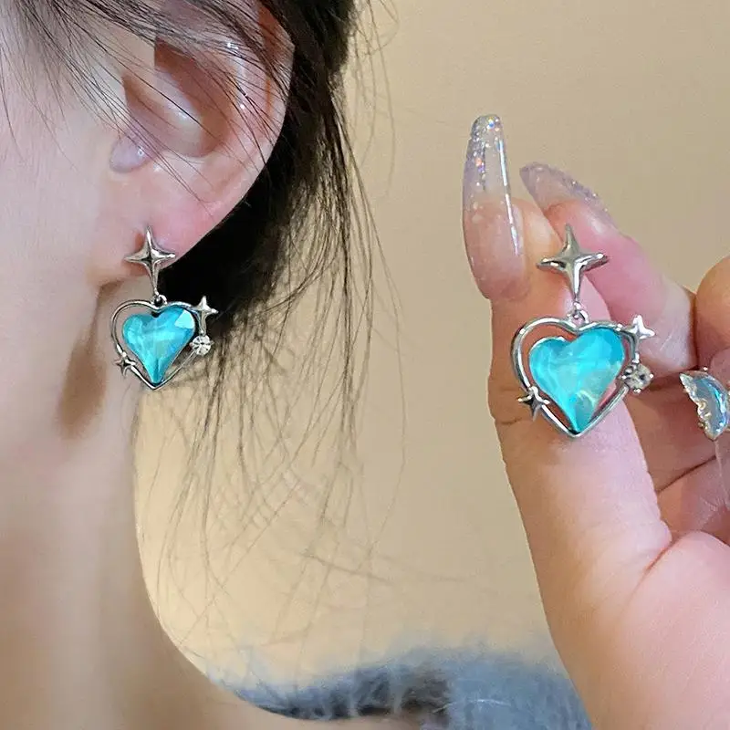 Gothic Heart Earrings | Blue Earrings | Stud Earrings