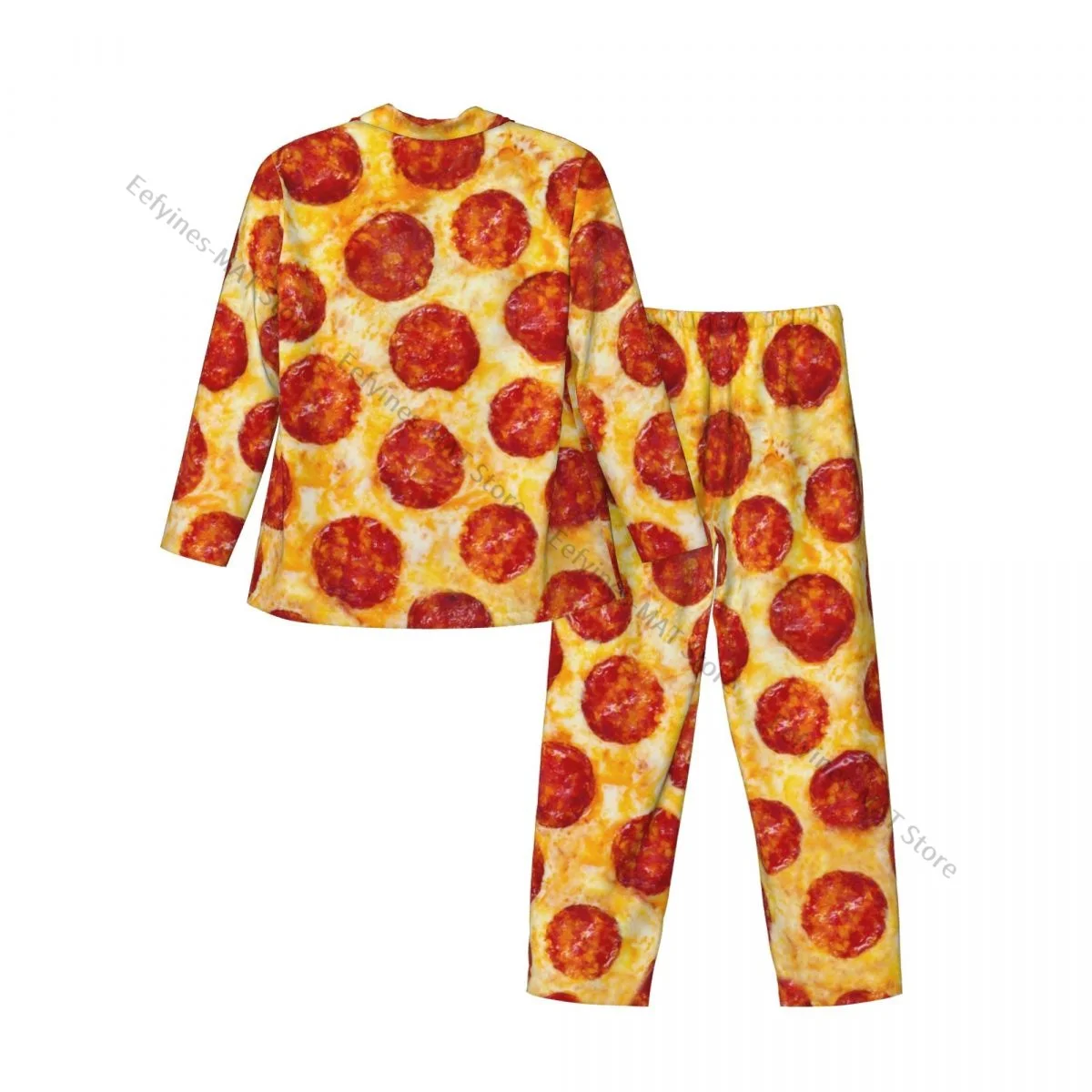 Mens Pajamas Sets Home Suits Pepper Pizza Sleepwear Loose Homewear Long-sleeved Casual Sets
