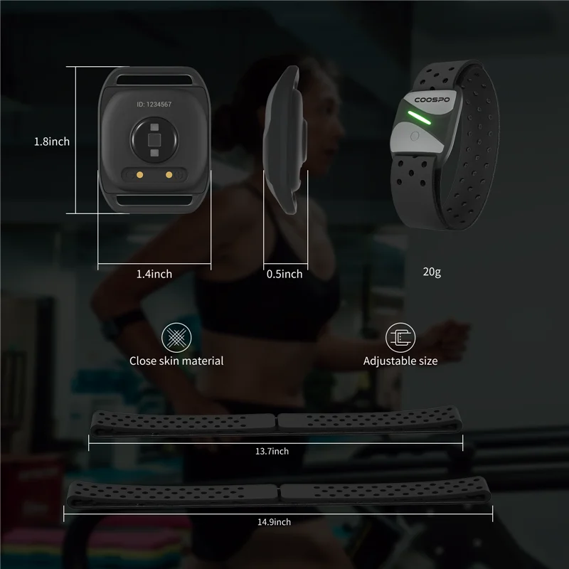 COOSPO HW807 HRV Heart Rate Monitor Armband Optical Outdoor Fitness Sensor Bluetooth 5.0 ANT+ IP67 Running Cycling for Wahoo 6