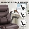 High Back Ergonomic Executive Desk Chair Mobile PU Leather Flip-Up Armrests Computer Chair Brown Office Backrest Furniture 3