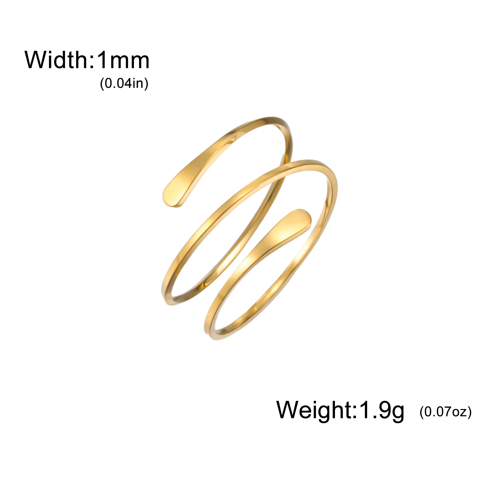 COOLTIME Geometrischer Spulenwirbelring für Damen, Edelstahl, goldfarben, minimalistischer offener Ring, Party-Schmuck, Geschenk, 2026, Neu – Detail 11