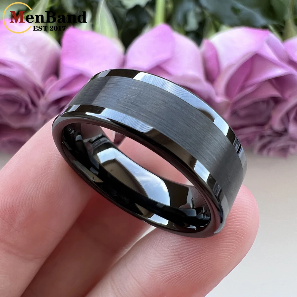 MenBand Classics Silver Color Flat 6MM 8MM Men Women Tungsten Carbide Wedding Ring Polished Brushed Surface Comfort Fit