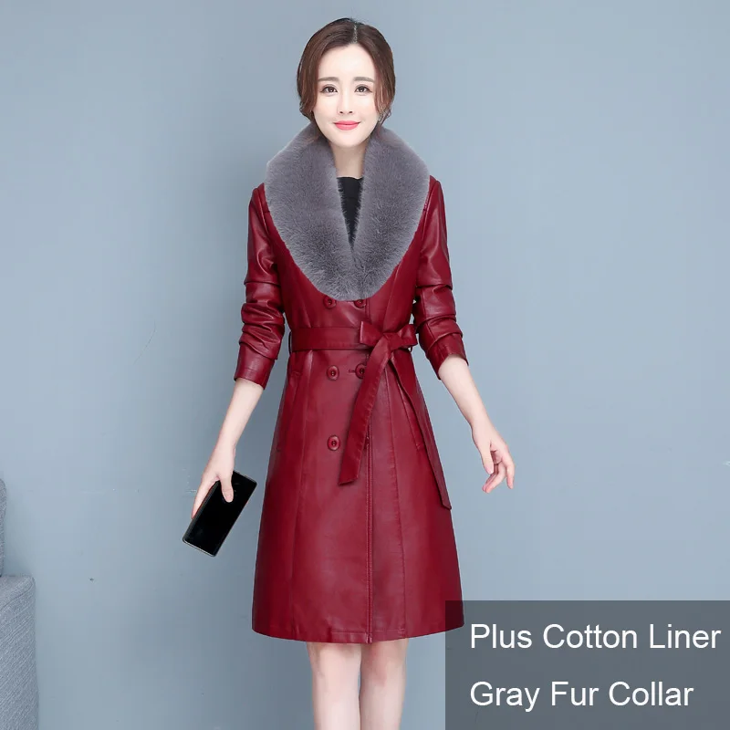 Burgundy Fur Collar