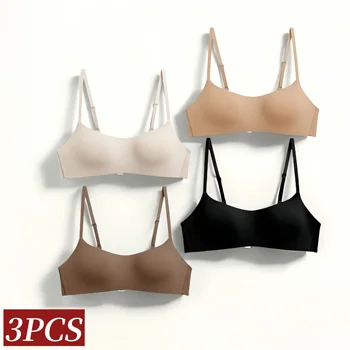 3Pcs/Lot Non-wire Push Up Bras For Women Seamless Underwear Female Sexy Lingerie 1/2 Cup Non-detachable Brassieres 1