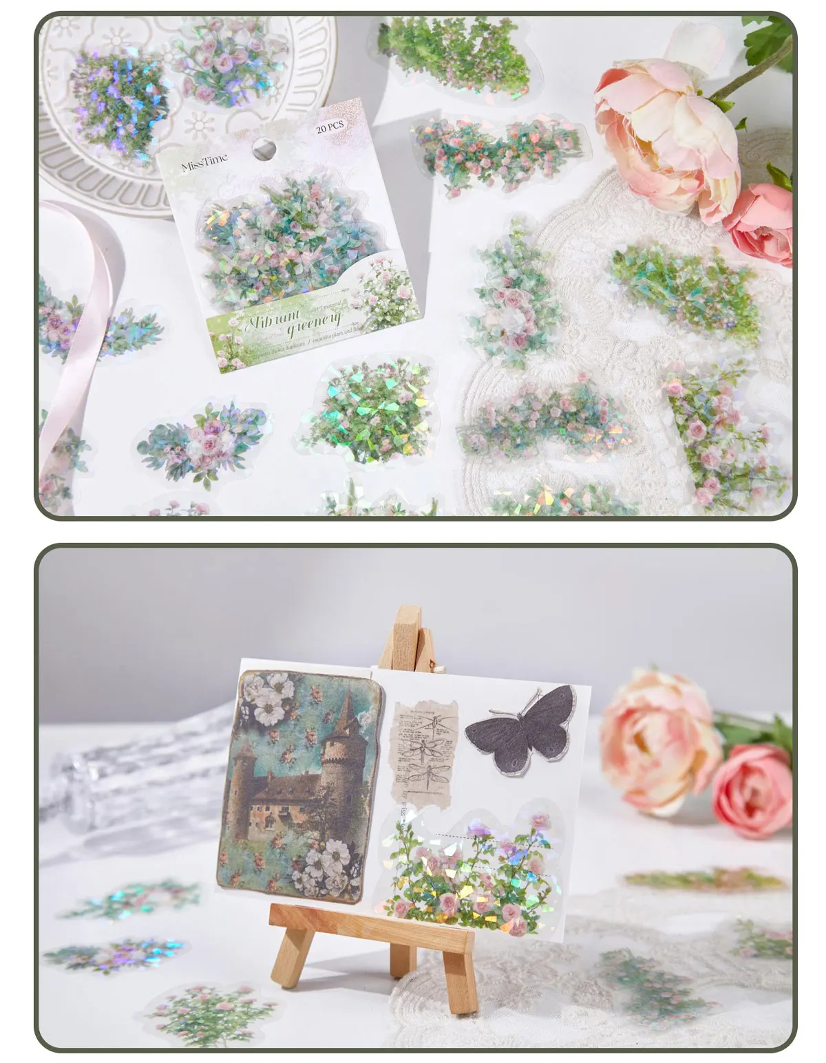 20-teiliges Aufkleberpaket mit Pflanzenzweig und Blattmotiv, Sammelalbum, Fotorahmen, Tagebuchaufkleber, DIY, dekorative kreative Schreibwarenaufkleber – Detail 16