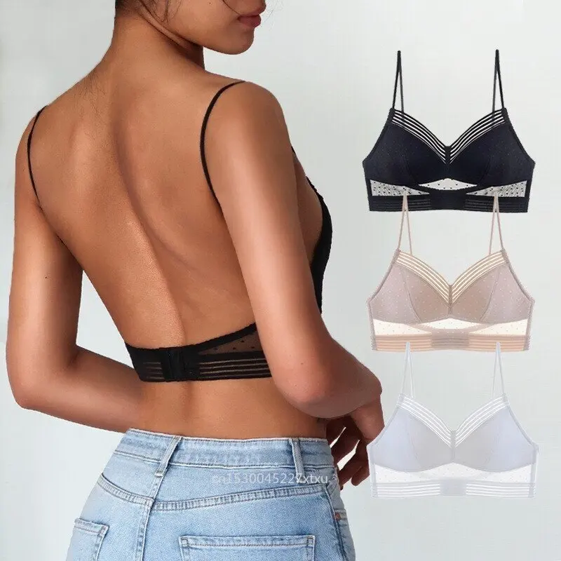 Backless Low Back Bra para Mulheres, sem costura Bralette