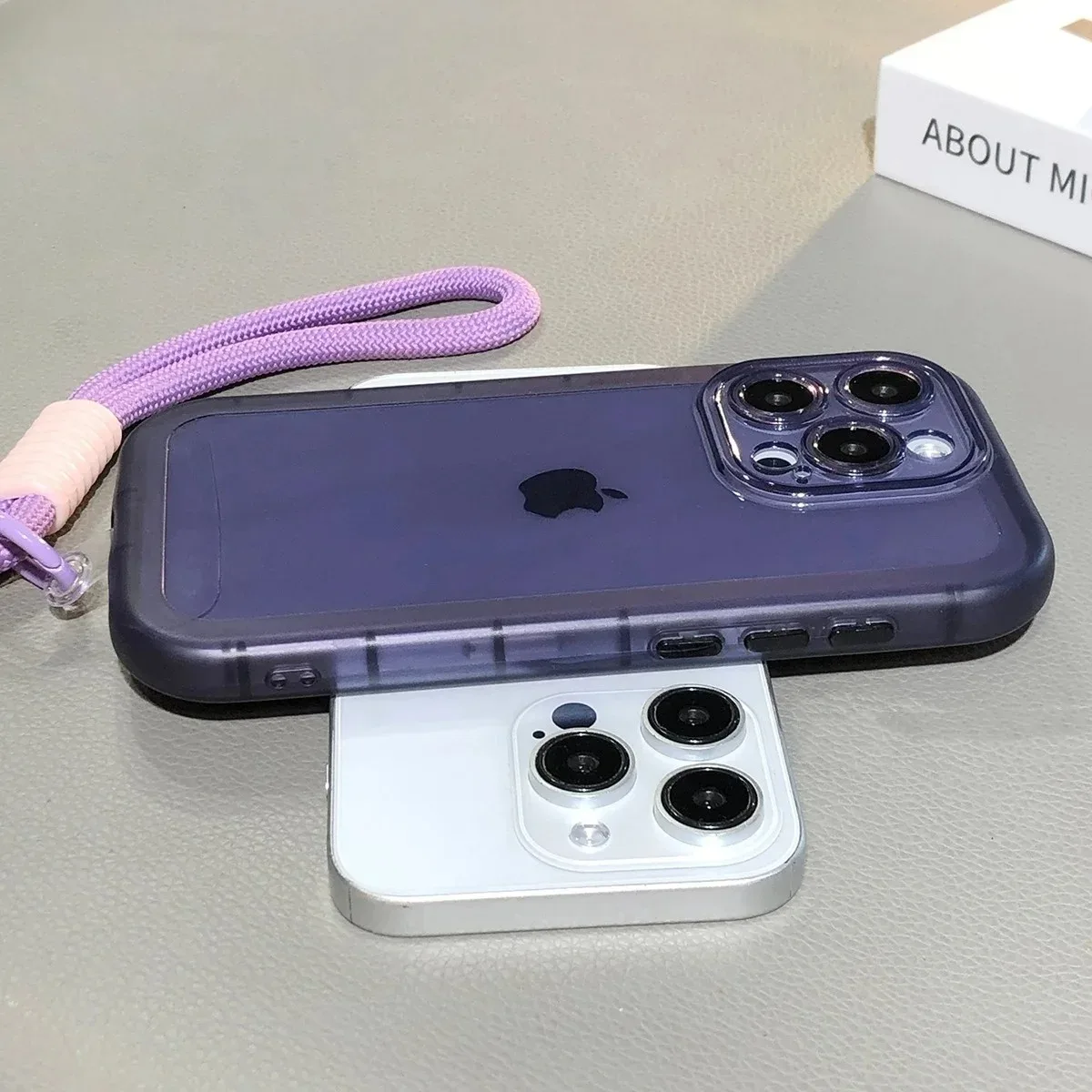 Transparent Candy Color Silicone Wrist Strap Phone Case with Lanyard